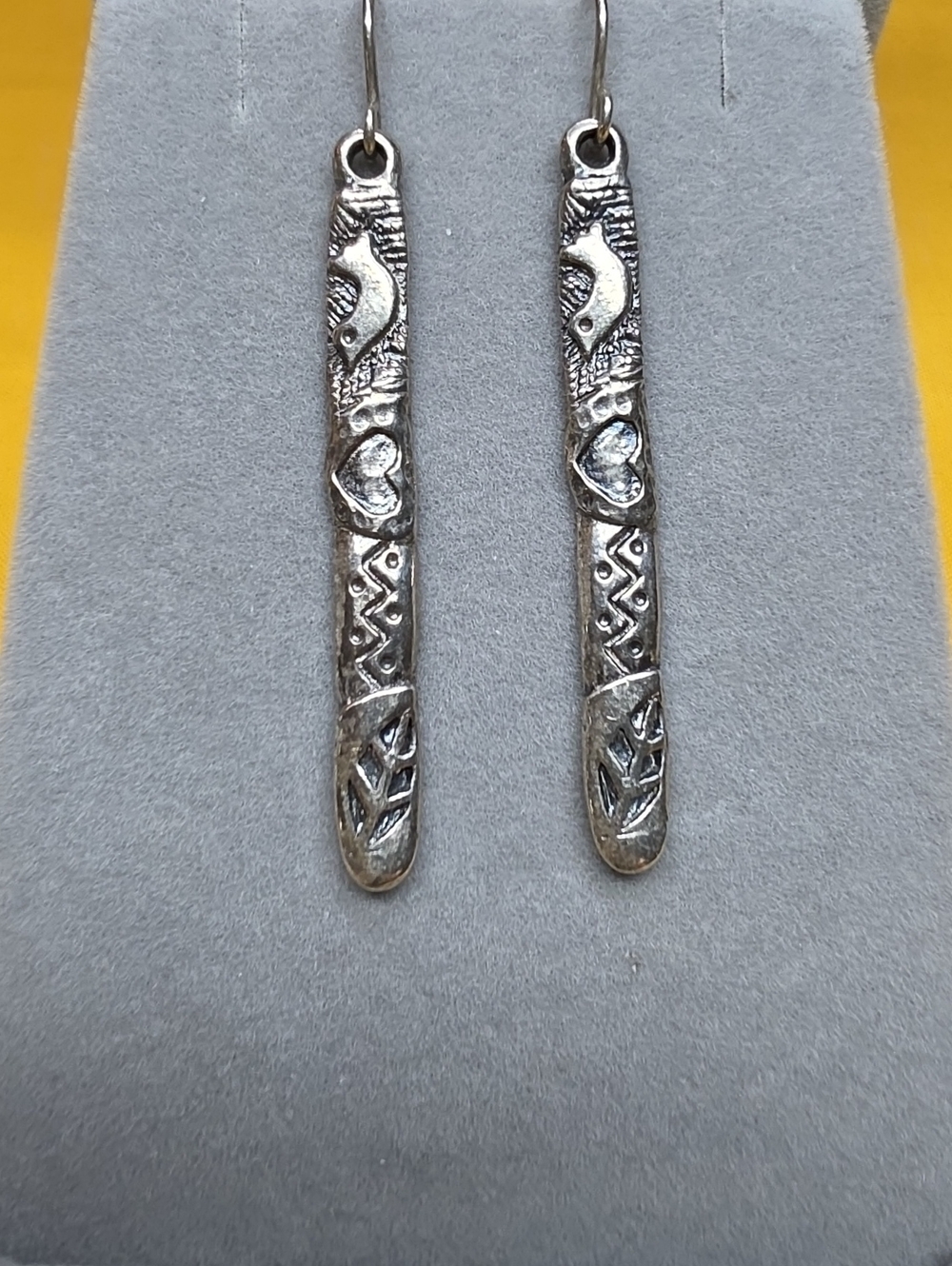 Sterling Silver Shablool Didae Long Bar Drop Earrings, Handcrafted in Israel